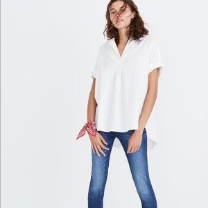 Courier Button-Back Shirt in Pure White